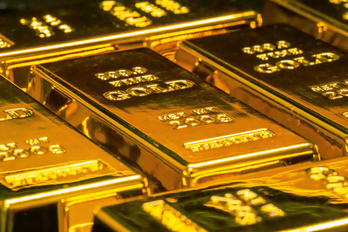 Photograph of stacked bullion bars