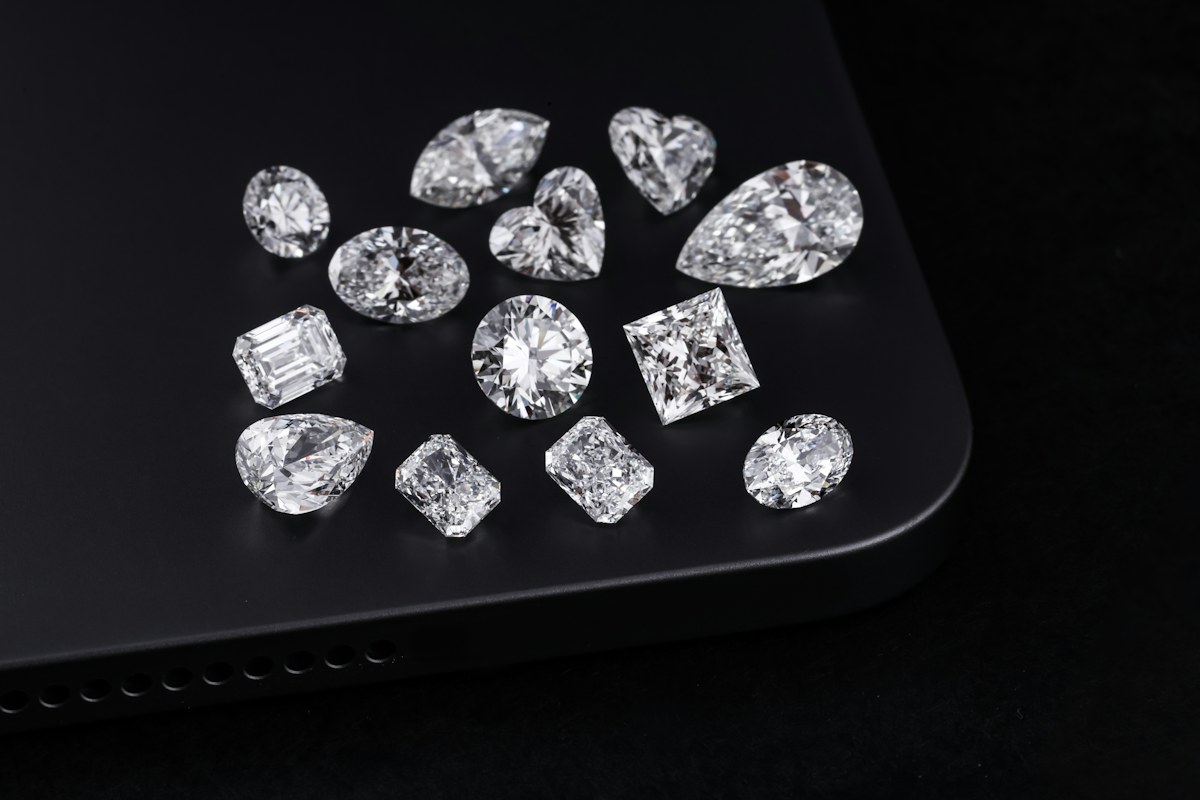 Photograph of loose polished diamonds